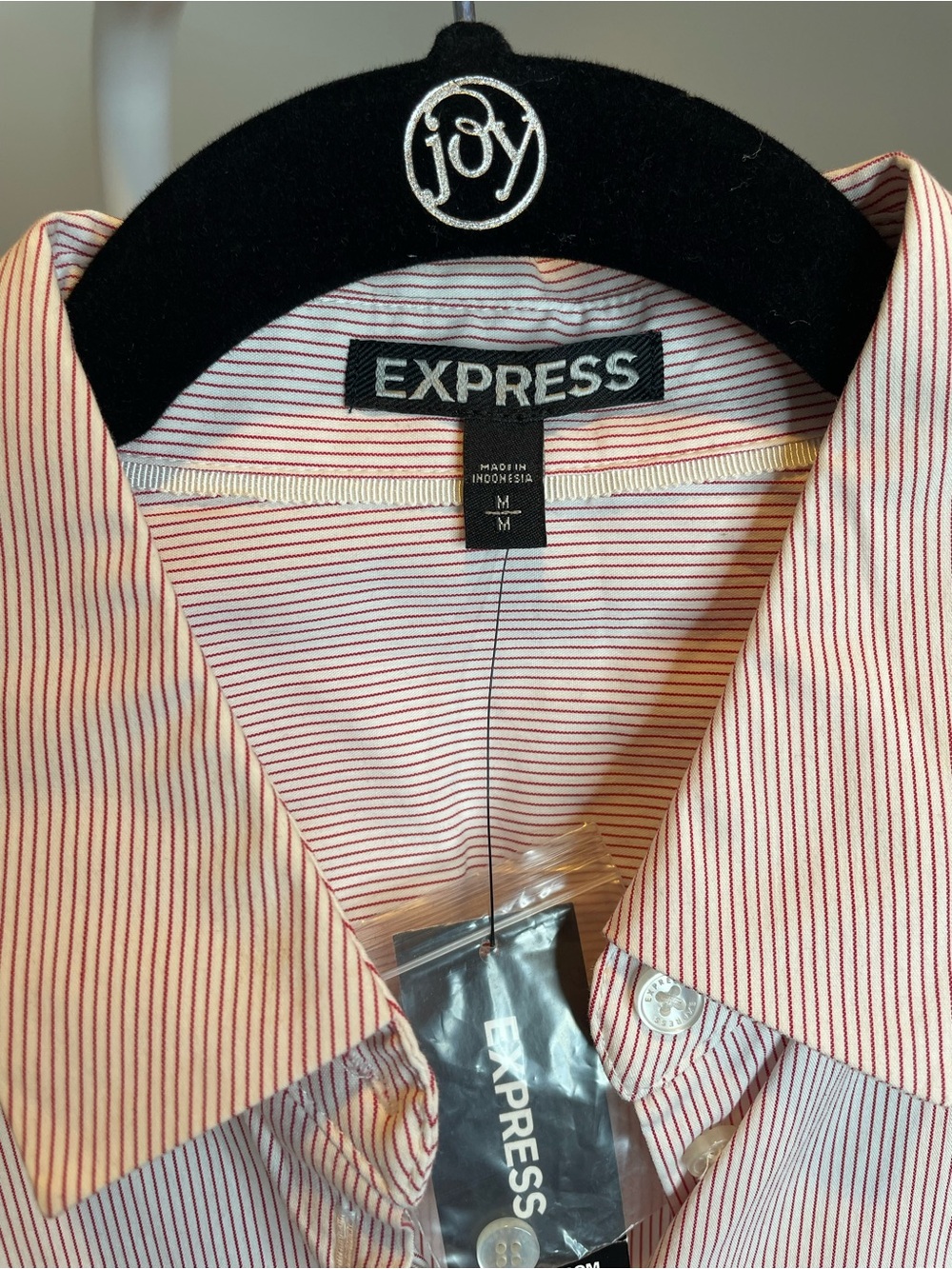 Express Women's Light Pink Pinstripe Button-Down Shirt NWT - Picture 3 of 3
